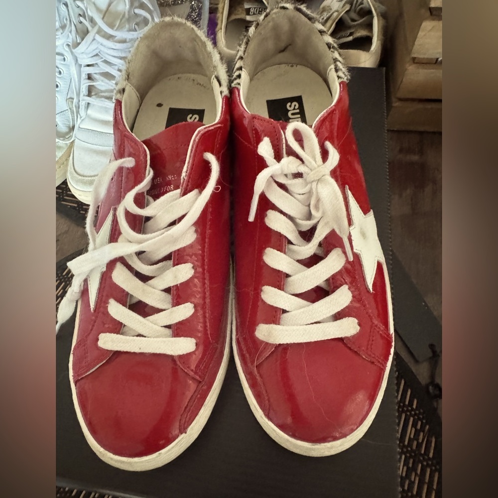 Red patent leather Golden Goose sneakers